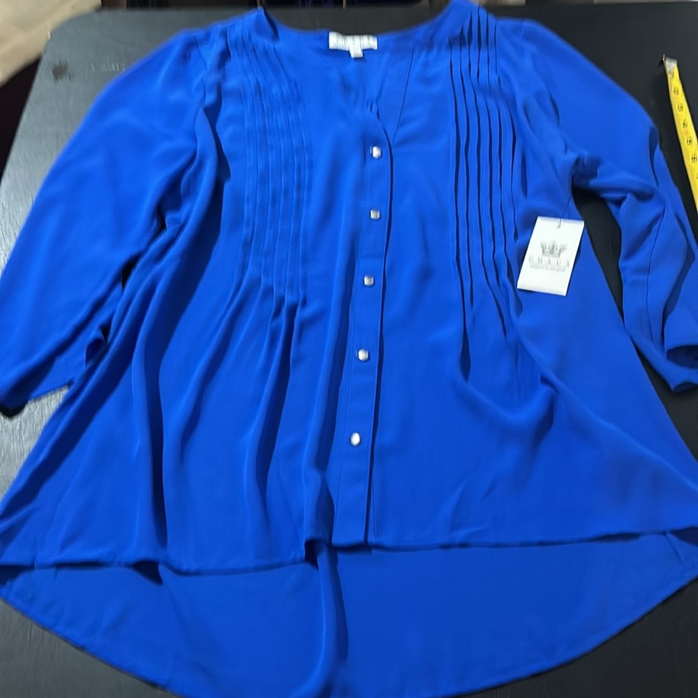 NWT CHAUS Windsor Blue Blouse - Picture 6 of 14
